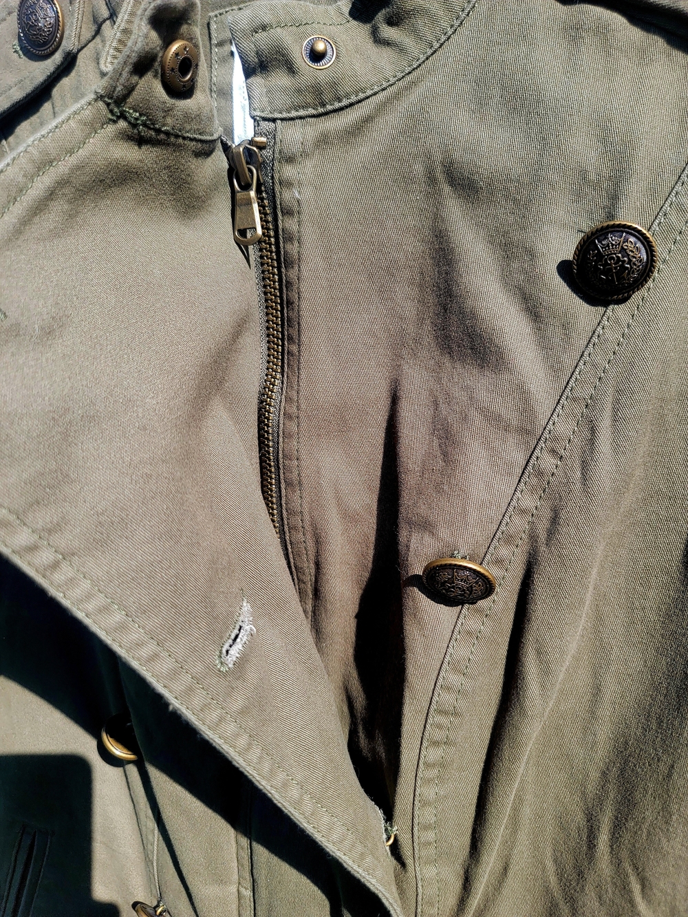 Women’s Military-Inspired Double-Breasted Utility Jacket — Olive - Picture 7 of 12